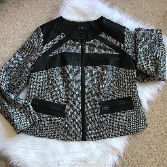 Eloquii Jackets & Blazers - Eloquii Faux Leather Tweed Jacket 16W